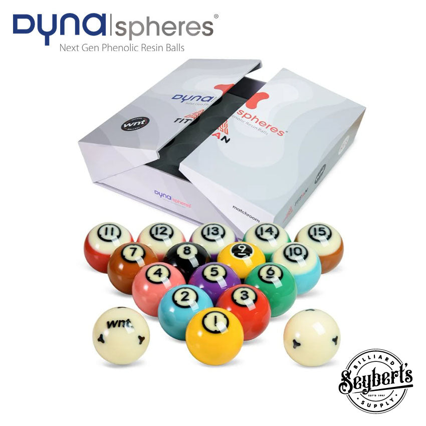 Dynaspheres Titan 572 Pool Ball Set - Seybert's Billiards Supply