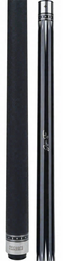 JFlowers True Black Pool Cue with Black Elephant Wrap and Carbon Shaft