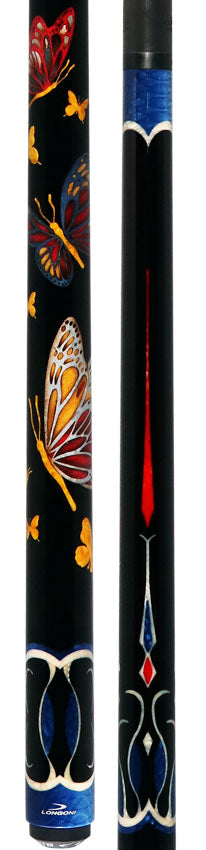 Longoni Papilio Lux Arcobaleno Pool Cue with American Luna Nera Pure Graphite shaft