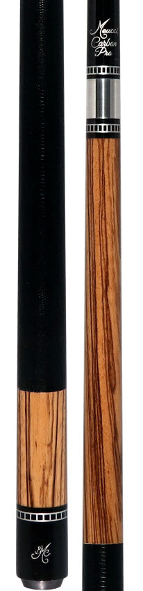 Meucci Exotic Wood Series Zebrawood Pool Cue with Lizard Leather Wrap and Carbon Shaft - EWSZWC