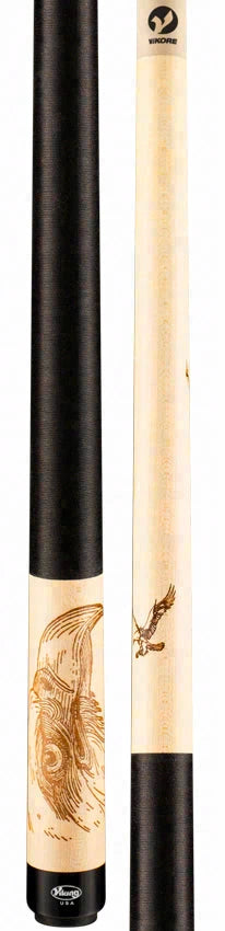 Viking De-Cues Series Khaki-Stained Maple with Fire Branded Eagle Play Cue - DE0400