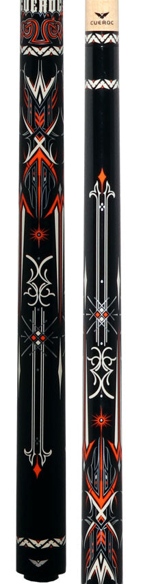 Cueroc Storm 1 Black and Orange Graphic No Wrap Pool Cue