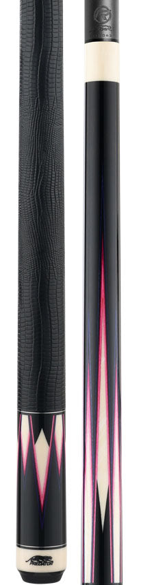 Predator Truesplice 16 Ebony Forearm with Purple and Pink Veneers Pool Cue with Lizard Wrap - Radial