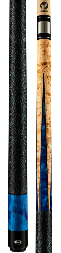 Viking HL0304 Helix Series Play Cue - Khaki Stained Bridseye Maple with Black and Blue Premium Pearl