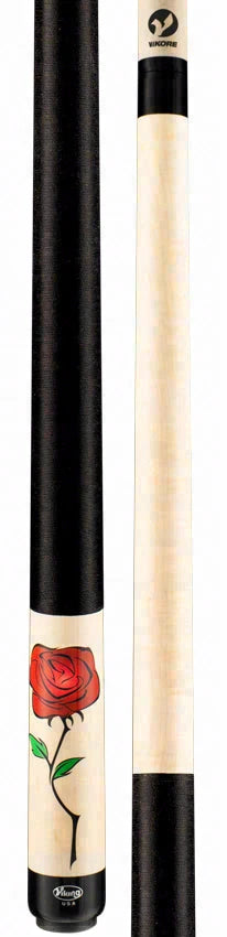 Viking De-Cues Series Natural Stained Northwood Maple with Wild Rose Graphic Play Cue - DE0300
