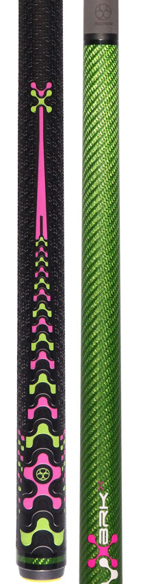 Poison VX BRKX Sport Wrap Jump/Break Pool Cue - Green and Pink with Venom Carbon Shaft