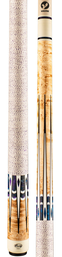 Viking IM0804 Impero Series Play Cue - Khaki Stained Birdseye Maple with Blue Dream, White and Black Inlays