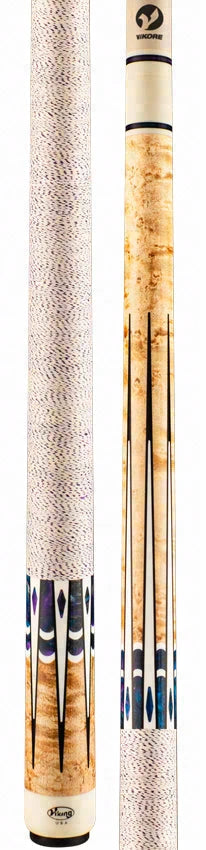 Viking Impero Series Khaki-Stained Birdseye Maple with Blue Dream, White and Black Inlays Play Cue - IM0804