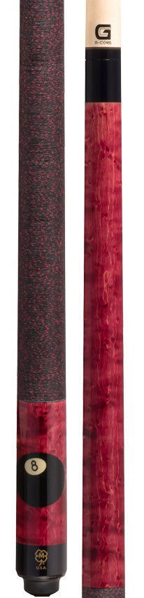 McDermott Burgundy/Walnut Stained Maple with 8 Ball Cue of the Month with G-Core Shaft