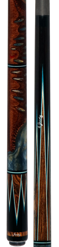 Jacoby Ebony with Bocote Points and Impregnated Banksia Seed No Wrap Pool Cue with Carbon Shaft