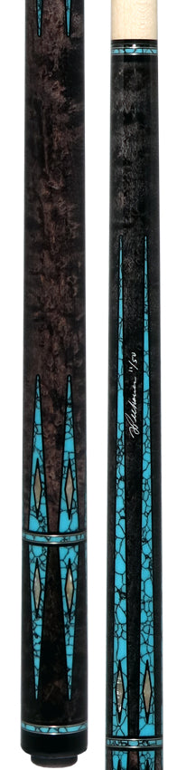 Pechauer Limited Edition Carbon Stained Maple with Turquoise Points and Abalone Inlays Pool Cue - PL36