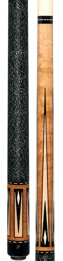 Pechauer JP T Series Natural-Stained Maple with Black Pearl and Maple Points Pool Cue with Irish Linen Wrap