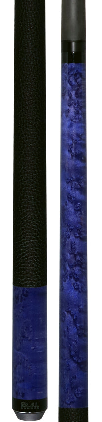 Bull Carbon Purple-Stained Birdseye Maple Play Cue with Textured Leather Wrap