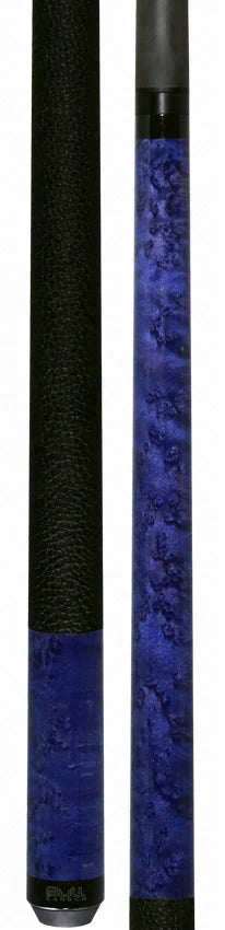 Bull Carbon Purple-Stained Birdseye Maple Play Cue with Textured Leather Wrap