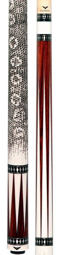 Cueroc Pterosaur Rengas with White Juma Points Pool Cue with Ring-Tailed Lizard Wrap