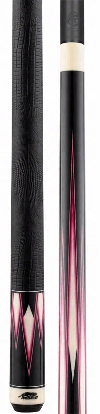 Predator Truesplice 16 Ebony Forearm with Pink and Black Veneers Pool Cue with Lizard Wrap - Radial