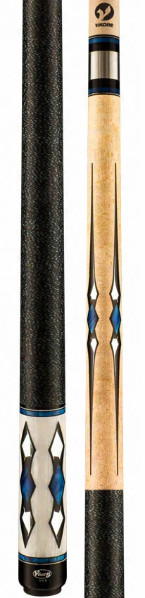 Viking Motore Series Khaki-Stained Birdseye Maple with 48 Mirror, Black, and Blue Premium Pearl Play Cue - MT0404