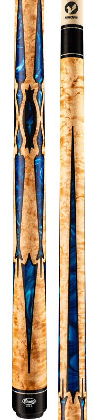 Viking Motore Series Khaki-Stained Maple with Blue Pearl Inlays Play Cue