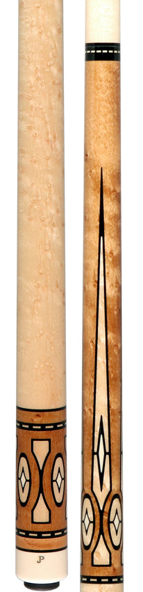 Pechauer JP T Series Natural-Stained Maple with Sim. Ebony Framed Maple and Sim. Ivory Inlays No Wrap Pool Cue