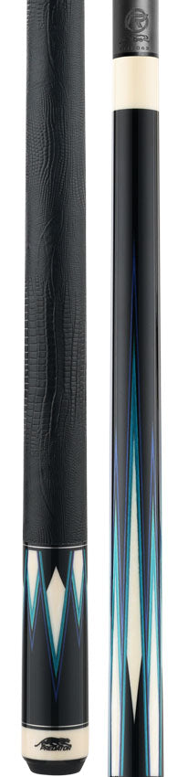 Predator Truesplice 16 Ebony Forearm with Blue and Teal Veneers Pool Cue with Lizard Wrap - Radial
