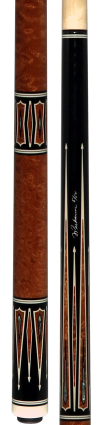 Pechauer Limited Edition Ebony with Quilted Sapele Points and Abalone Inlays Pool Cue - PL39