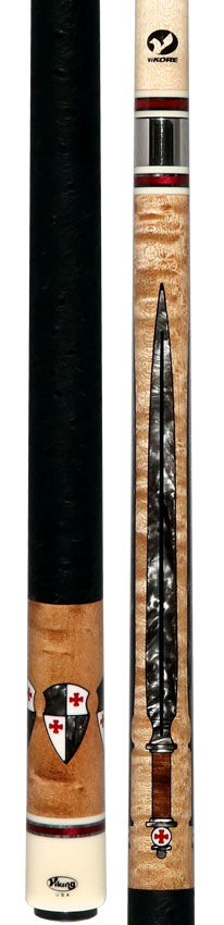 Viking Defender Series Maple with Smoke Sword Points and Shield Inlays Pool Cue - DF0804