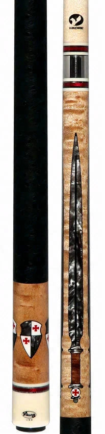 Viking Defender Series Maple with Smoke Sword Points and Shield Inlays Pool Cue - DF0804