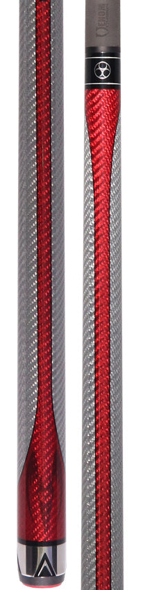 Poison Maelith No Wrap Pool Cue - Gray and Red with 12.4mm Venom Carbon Shaft