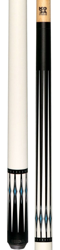 KODA Black-Stained Maple with White Points and Blue Inlay Graphic No Wrap Pool Cue - KD55