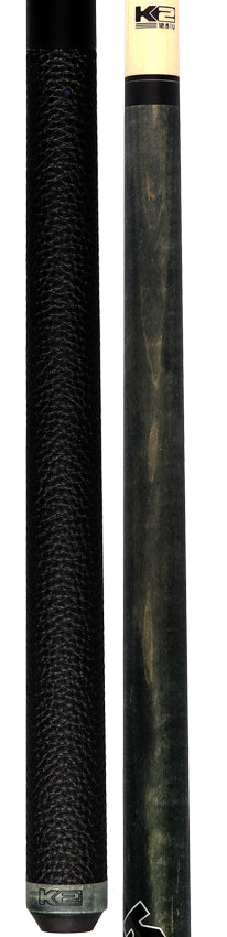 K2 Matte Gray-Stained Maple Play Cue with Leather Wrap and 12.50mm LD Shaft - KLCGY