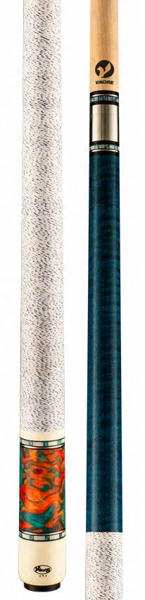 Viking Twilight Series Teal-Stained Birdseye Maple with Aqua Fire Premium Pearl Play Cue - TW0308