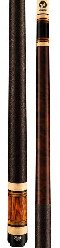 Viking IM0105 Impero Series Play Cue - Coffee-Stained Maple with Cocobolo, Ebony, and Zebrawood Rings