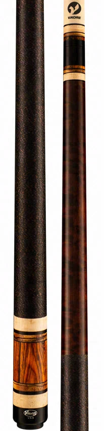 Viking Impero Series Coffee-Stained Maple with Cocobolo, Ebony, and Zebrawood Rings Play Cue - IM0105