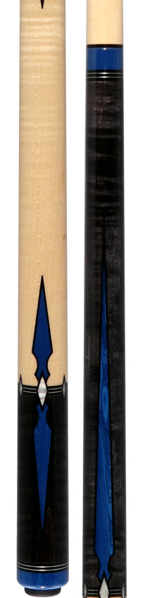 Pechauer Pro R Series Carbon Stained Maple with Blue Juma Points and Natural Maple Wrapless Pool Cue - P12R