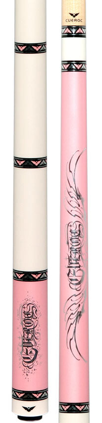 Cueroc Goth 1 Pink with Silver Graphic No Wrap Pool Cue