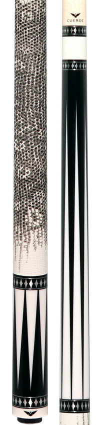 Cueroc Pterosaur 1 Ebony Dymondwood with White Juma Points Pool Cue with Ring-Tailed Lizard Wrap