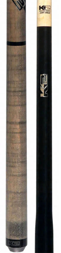 K2 Black and Gray Curly Maple 6 in 1 No Wrap Break/Jump Pool Cue