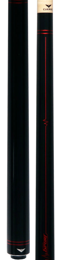 Cueroc Black with Red Sport Graphic No Wrap Pool Cue