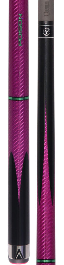Poison Maelith No Wrap Pool Cue - Pink and Black with 12.4mm Venom Carbon Shaft