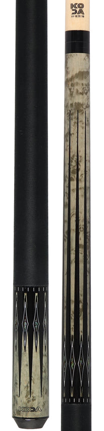 KODA Gray-Stained Maple with Black and Abalone Points Graphic Pool Cue - KD54