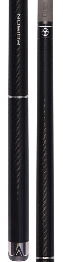 Poison Maelith No Wrap Pool Cue - Black with 12.4mm Venom Carbon Shaft