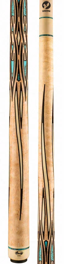 Viking Helix Series Khaki-Stained Birdseye Maple with 88 West African Ebony Inlays Play Cue - HL0604