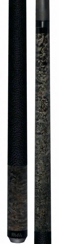 Bull Carbon Gray-Stained Birdseye Maple Play Cue with Textured Leather Wrap