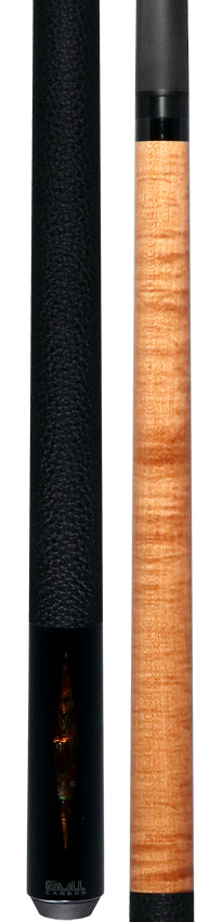 Bull Carbon Gold Stained Maple with Gold Genuine Shell Inlays Play Cue with Textured Leather Wrap