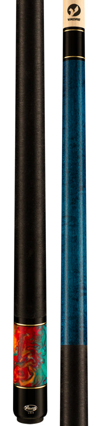 Viking BE0108 Bedlam Series Play Cue - Teal-Stained Maple with Aqua Fire Pearl