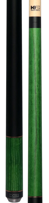K2 Green-Stained Ash No Wrap Pool Cue with 12.50mm K2 LD Shaft