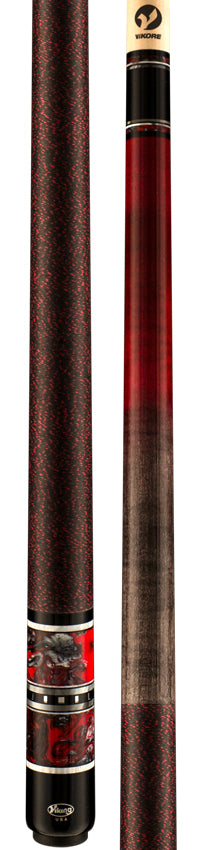 Viking TW0216 Twilight Series Play Cue - Smoke and Crimson Faded Stained Curly Maple with Crimson Storm Premium Pearl