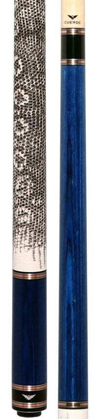 Cueroc Galaxy 4 Blue Stained Dymond Wood Cue with Ring-Tailed Lizard Wrap