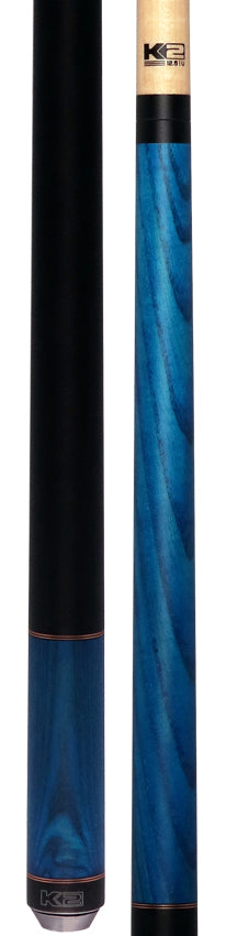 K2 Blue-Stained Ash No Wrap Pool Cue with 12.50mm K2 LD Shaft