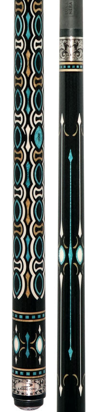 Longoni Ogiva Silver No Wrap Pool Cue with Luna Nera Graphite Shaft